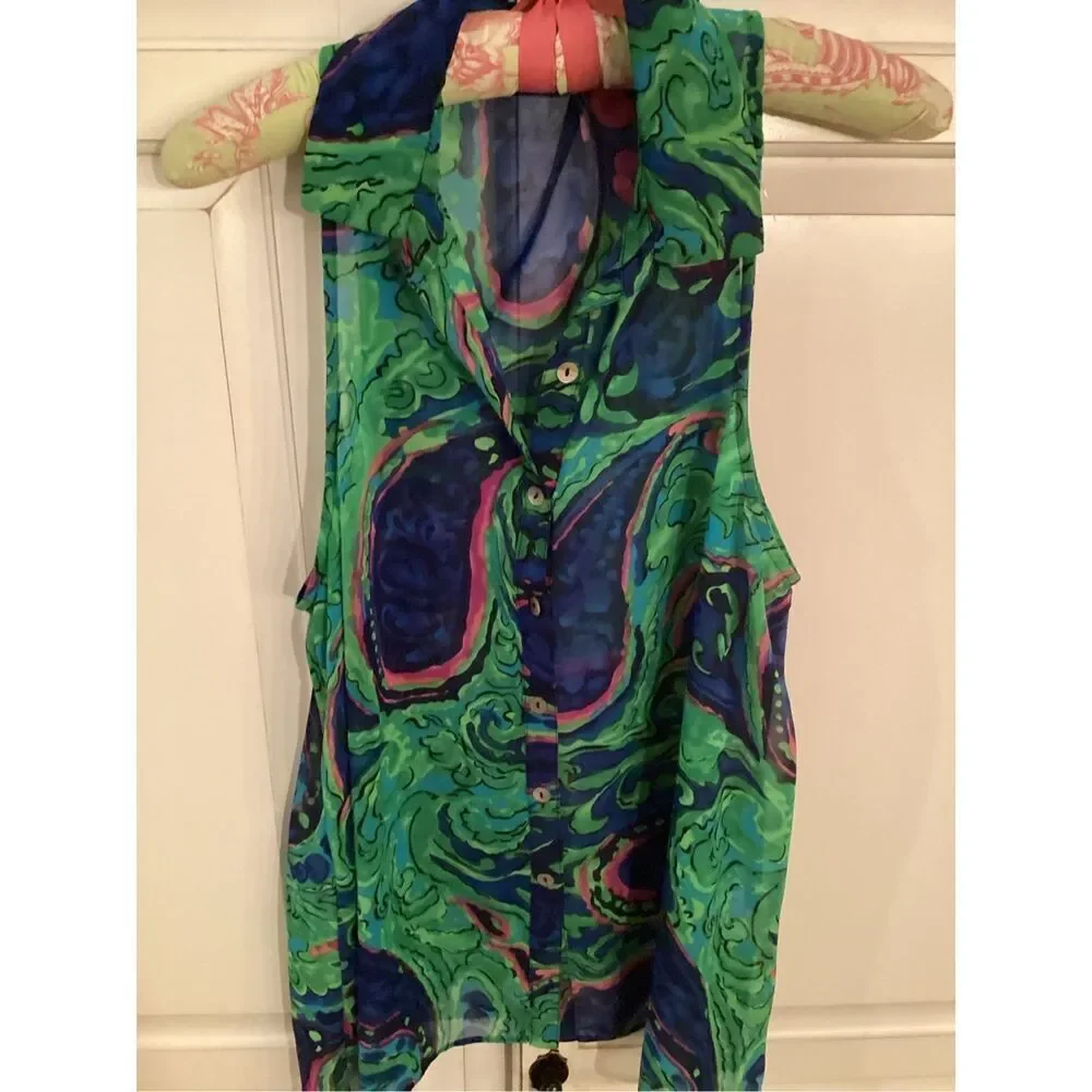 Show Me Your MuMu Blue Green Paisley Tunic Top Sz M